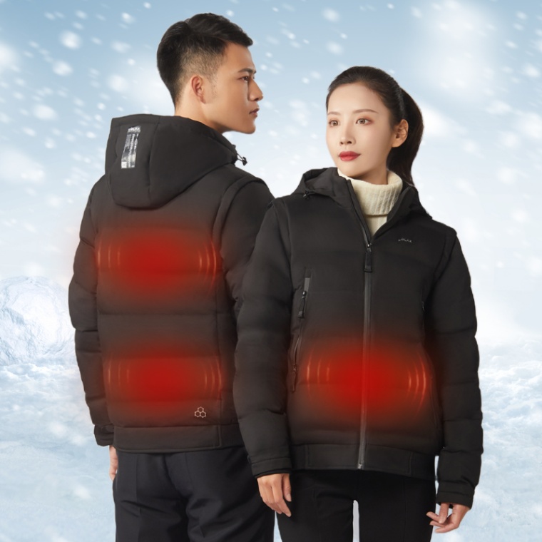 Graphene Intelligent Heated Jacket Unisex USB Battery with Removable Sleeves and Hood