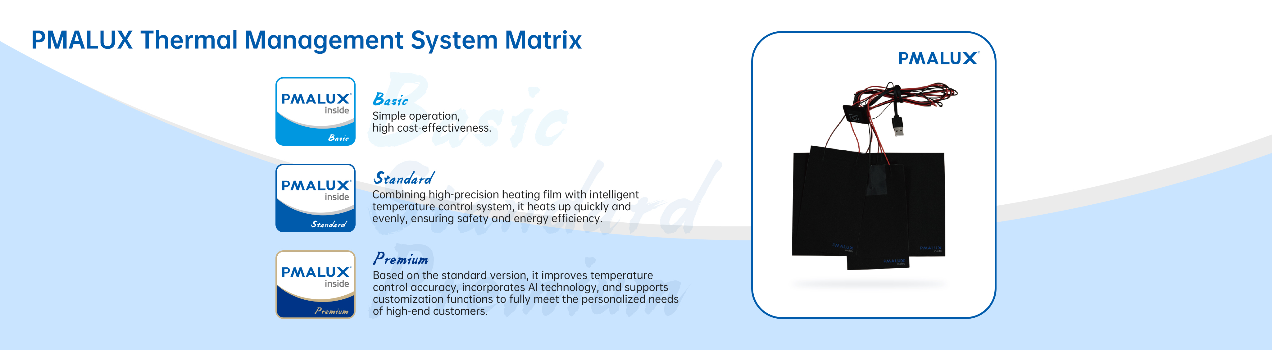 PMALUX Thermal Management System Matrix