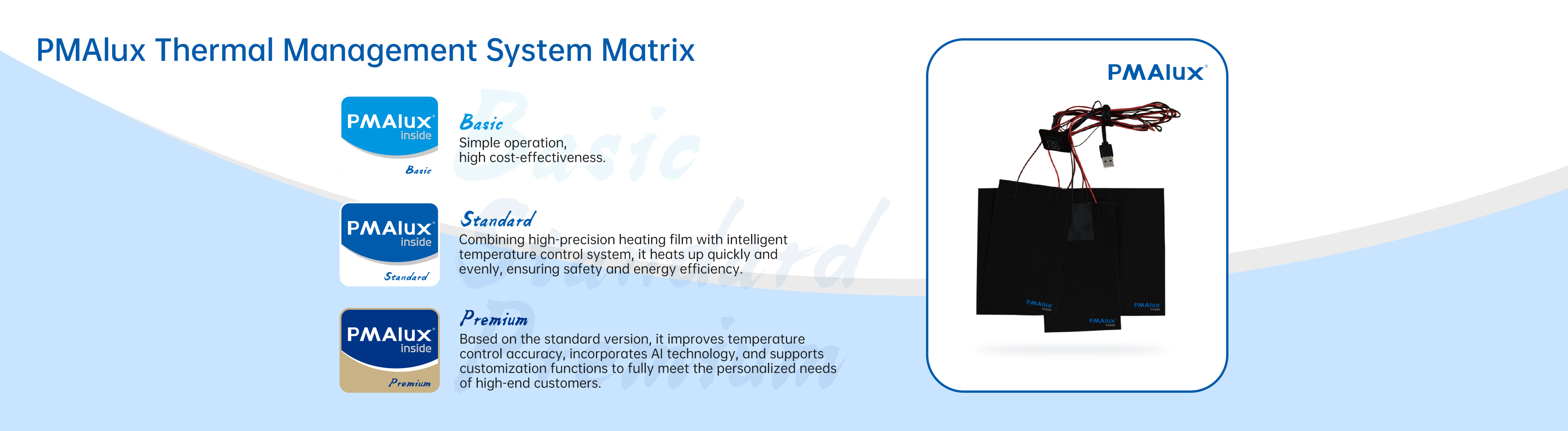 PMALUX Thermal Management System Matrix